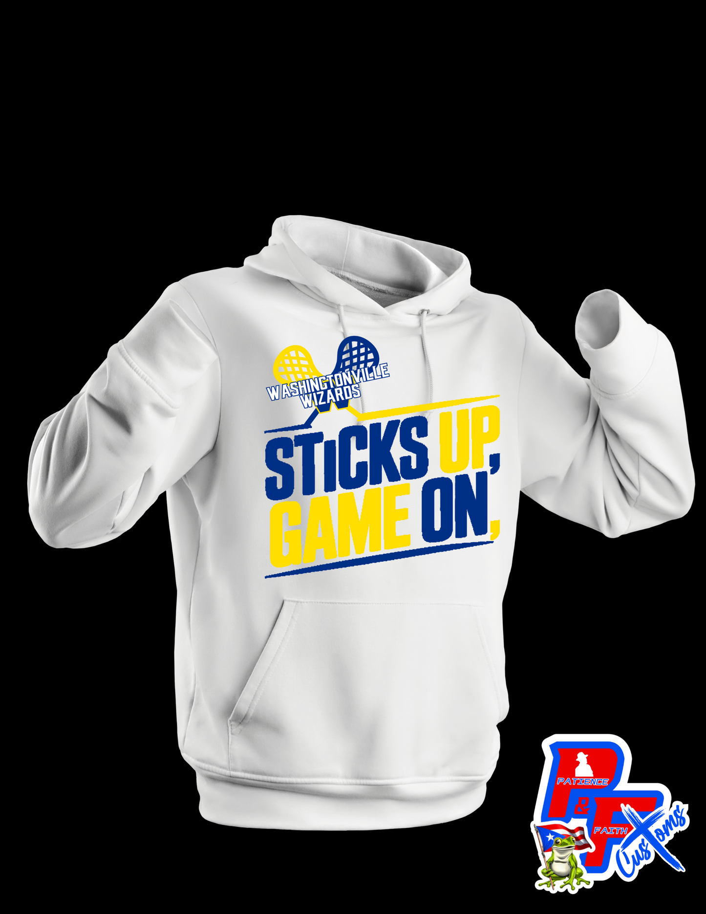 Sticks up, Game on Hoodie Washingtonville Lacrosse Adult