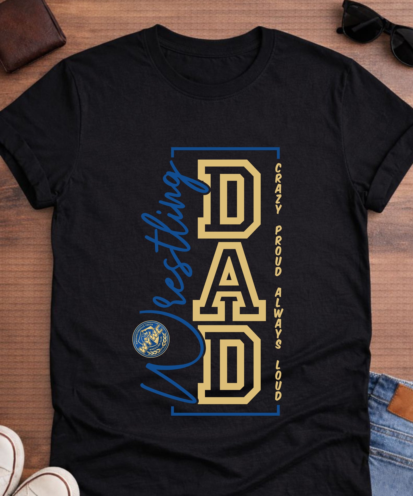 Washingtonville Wrestling Dad big logo T-shirt Adult