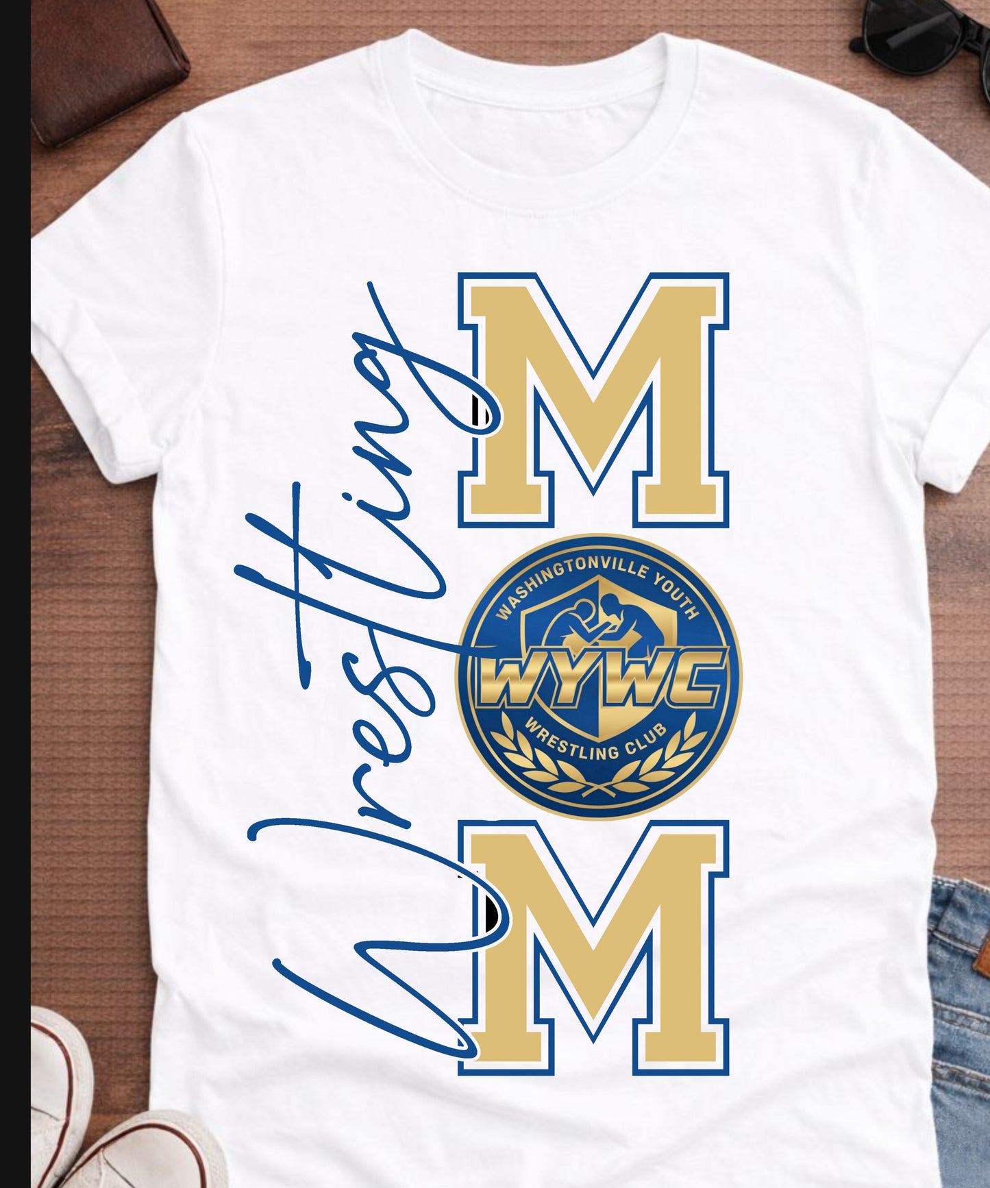 Washingtonville Wrestling Mom big logo T-shirt Adult