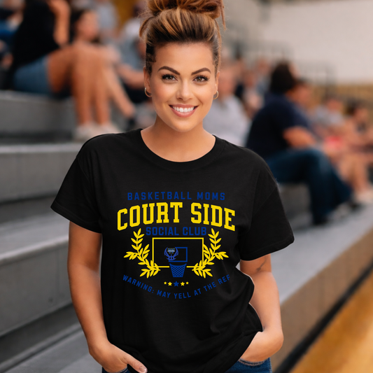 Moms courtside club basketball t-shirt