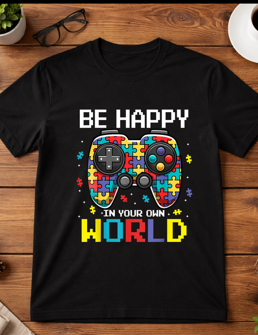 Be Happy in your own world. t-shirt adult Blooming Groove Academy