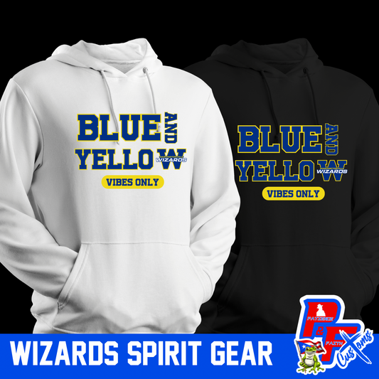 Blue and yellow vibes only adult hoodie