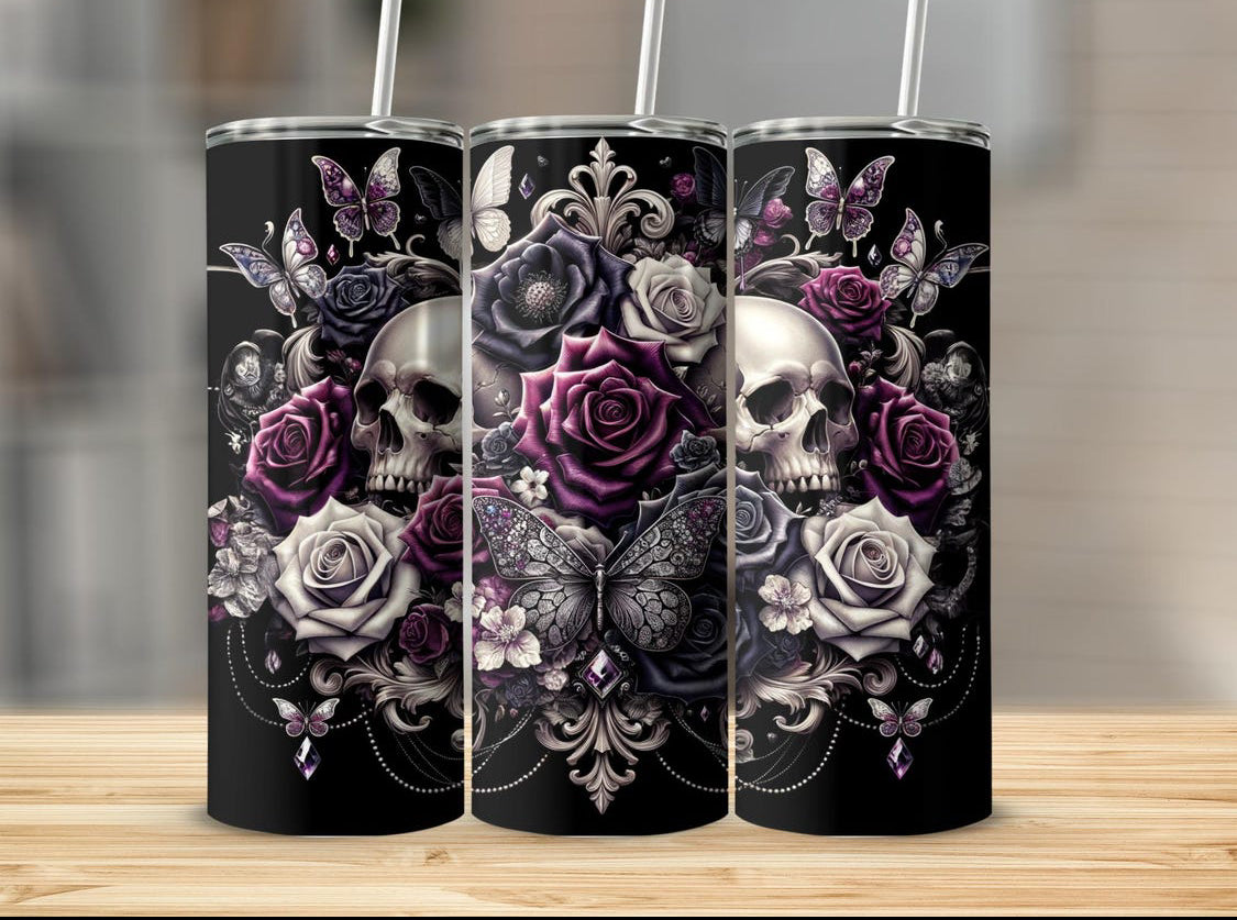 Skulls and Roses tumbler