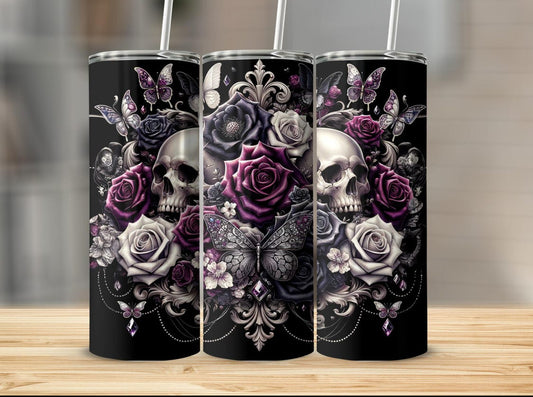Skulls and Roses tumbler