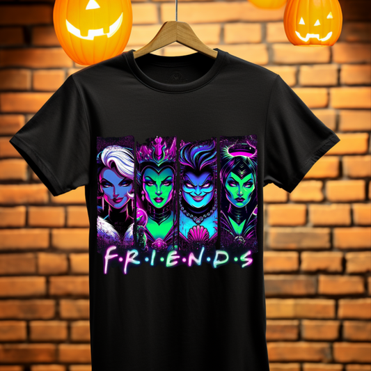 Disney Villains friends neon light design t-shirt