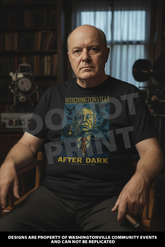 Witchingtonville After-dark Alfred Hitchcock t-shirt