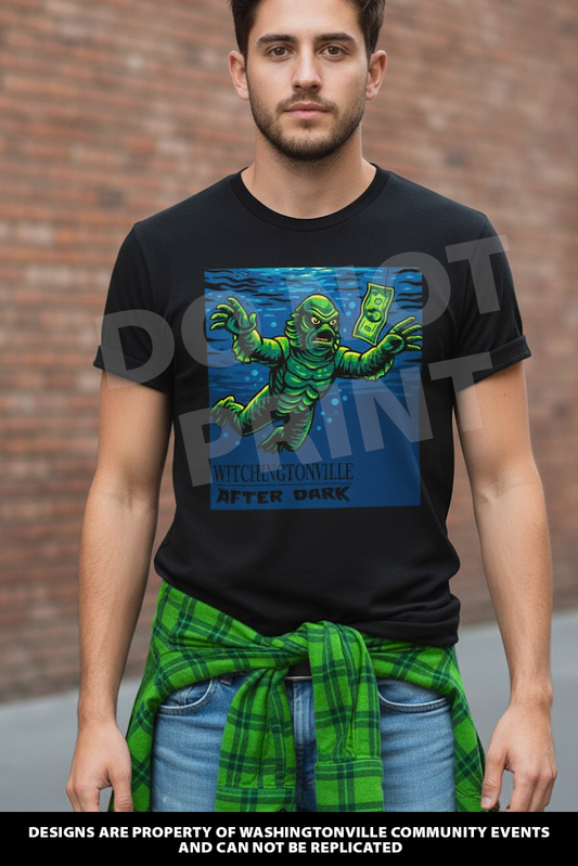 Witchingtonville After-dark Creature Black-lagoon t-shirt