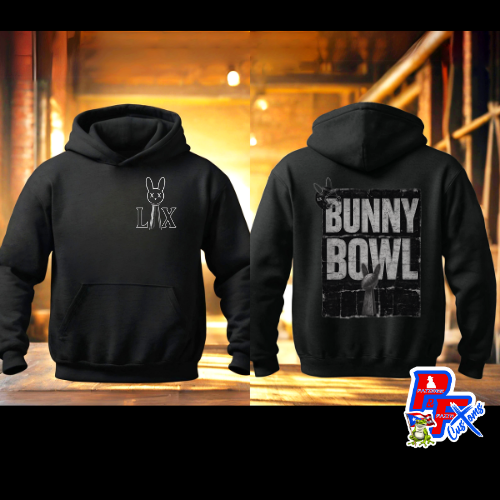 Black and gray Superbowl Bad Bunny hoodie