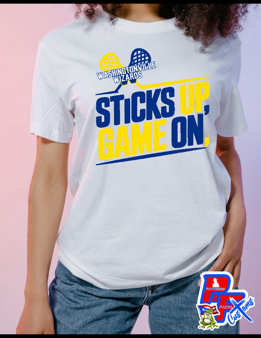 Sticks up, Game on T-shirt Washingtonville Lacrosse Adult